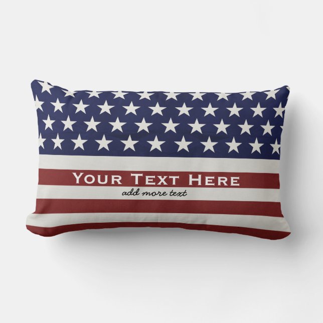 American USA Flag Patriotic July 4th Custom Lumbar Cushion (Front)