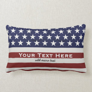 American USA Flag Patriotic July 4th Custom Lumbar Cushion