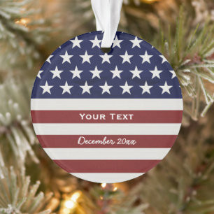 American USA Flag Patriotic July 4th Custom Ornament
