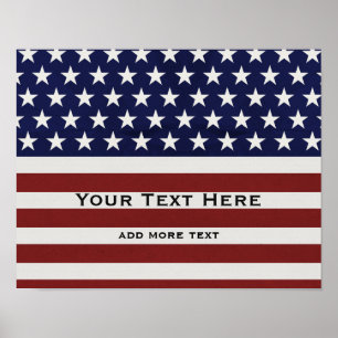 American USA Flag Patriotic July 4th Custom Poster