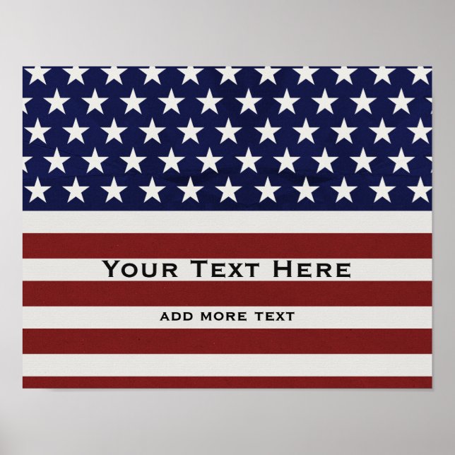 American USA Flag Patriotic July 4th Custom Poster (Front)