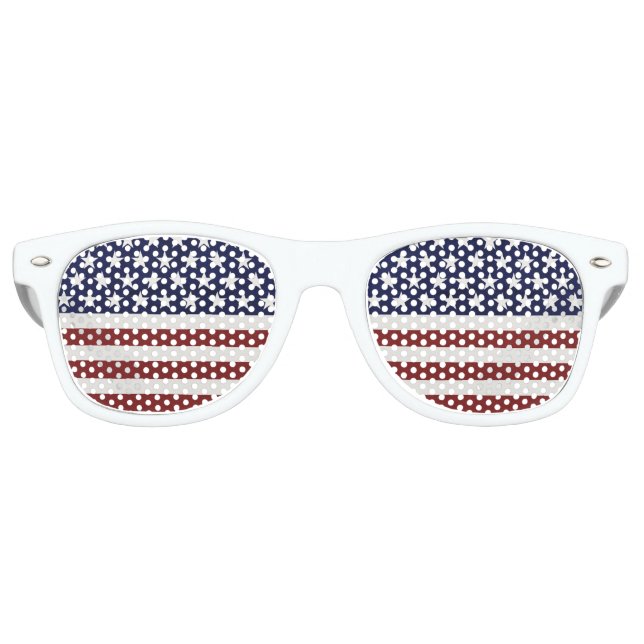 American USA Flag Patriotic July 4th Custom Retro Sunglasses (Front)