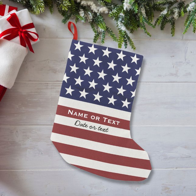 American USA Flag Patriotic July 4th Custom Small Christmas Stocking (Creator Uploaded)