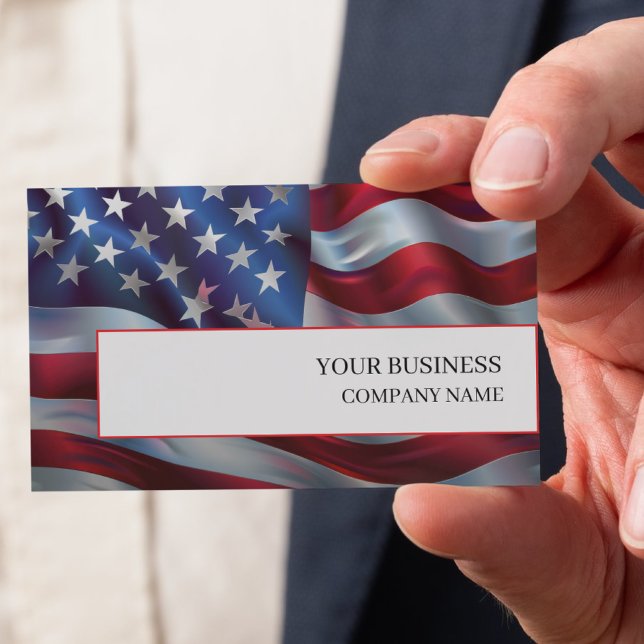 American USA Flag Patriotic Modern Professional Business Card (Creator Uploaded)