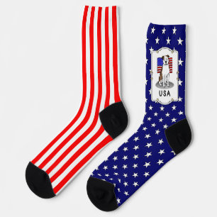 American USA Flag Pit Bull (lt brindle white 3) Socks