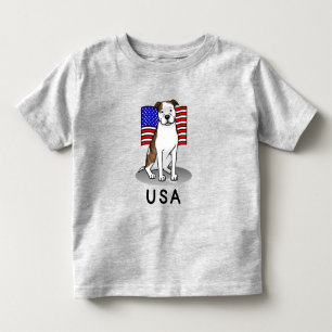 American USA Flag Pit Bull (lt brindle white 3) Toddler T-Shirt