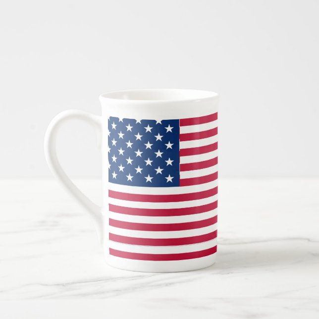 American USA Flag Pride Design-76353 Bone China Mug (Left)