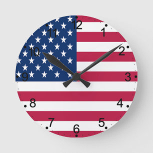 American USA Flag Pride Design-76353 Round Clock