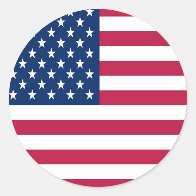 American USA Flag Pride Design Classic Round Sticker (Front)