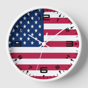 American USA Flag Pride Design Clock