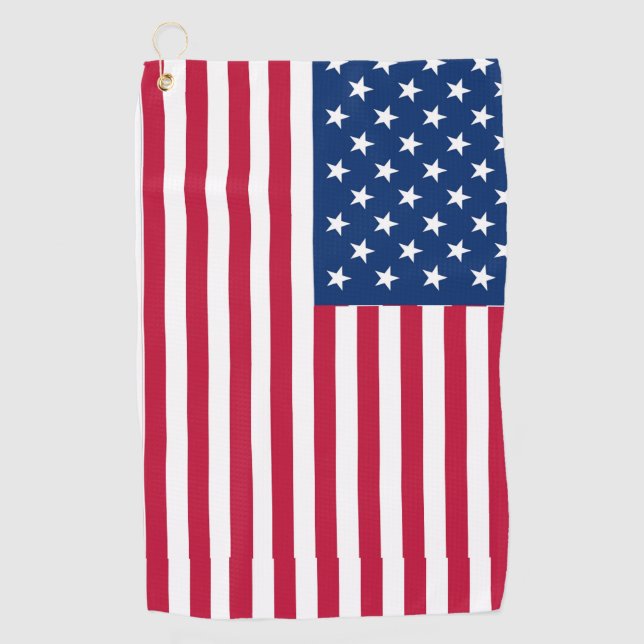 American USA Flag Pride Design Golf Towel (Front)