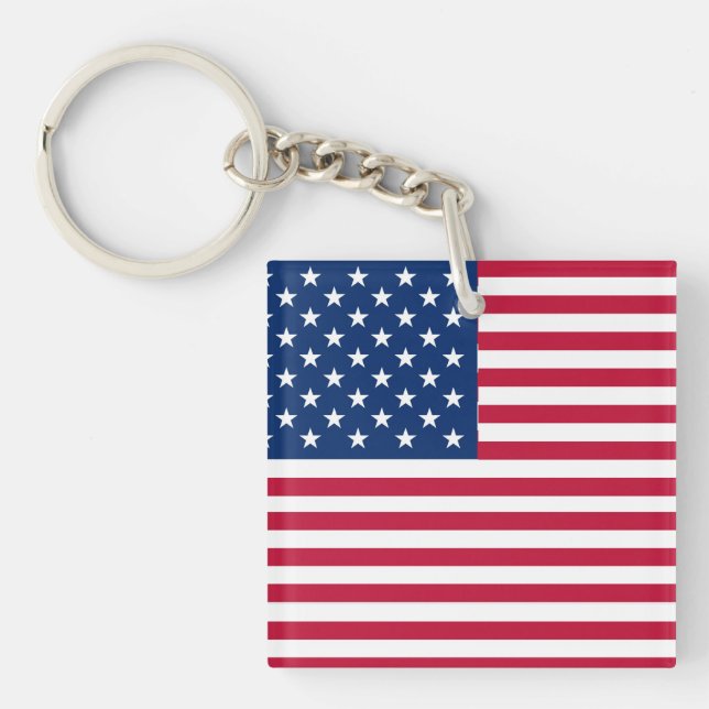 American USA Flag Pride Design Key Ring (Front)