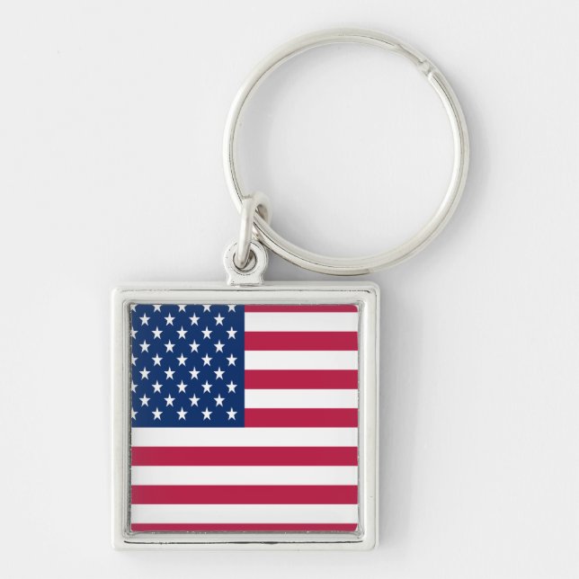 American USA Flag Pride Design Key Ring (Front)