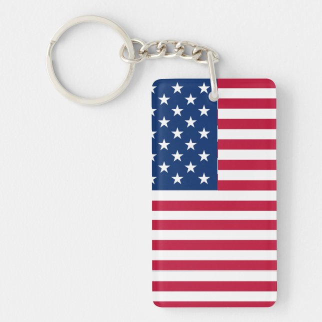 American USA Flag Pride Design Key Ring (Front)