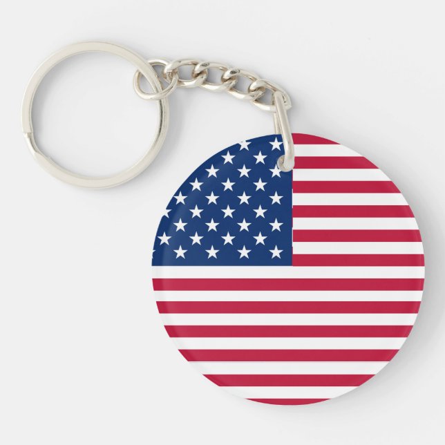 American USA Flag Pride Design Key Ring (Front)