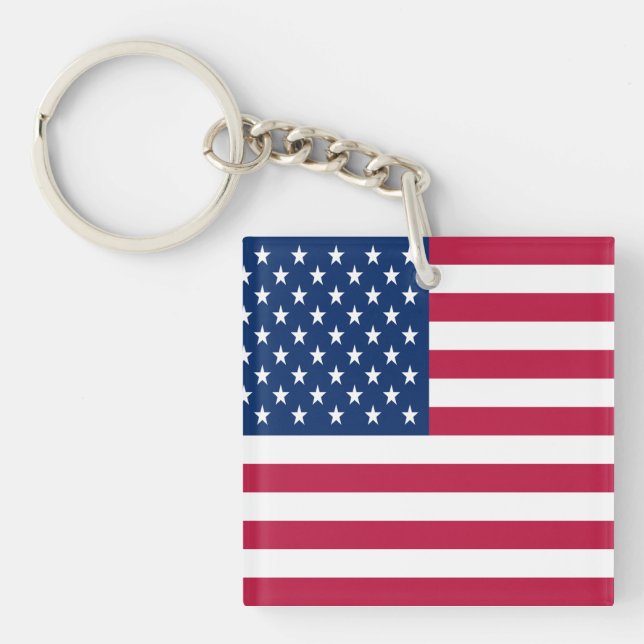 American USA Flag Pride Design Key Ring (Front)