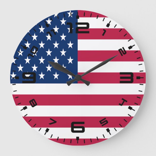 American USA Flag Pride Design Large Clock (Front)
