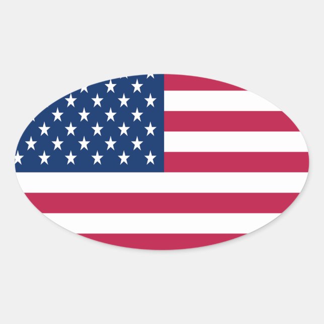 American USA Flag Pride Design Oval Sticker (Front)