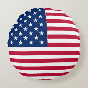 American USA Flag Pride Design Round Cushion