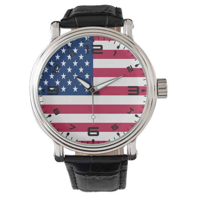 American USA Flag Pride Design Watch (Front)