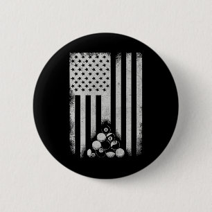 American Usa Flag Rack Pool Billiard Player Billia 6 Cm Round Badge