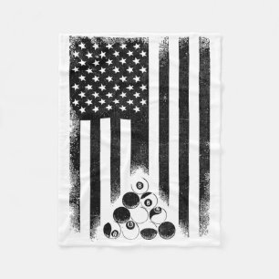American Usa Flag Rack Pool Billiard Player Billia Fleece Blanket