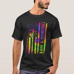 American USA Flag Rad Lineman's Wife Electric Cabl T-Shirt