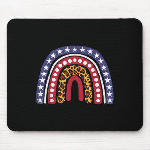 American Usa Flag Rainbow Memorial Day 4th Of July Mouse Pad