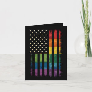 American USA Flag Rainbow Pride Gay Lesbian LGBTQ Card