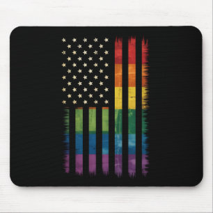 American USA Flag Rainbow Pride Gay Lesbian LGBTQ Mouse Pad