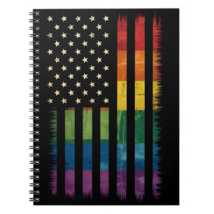 American USA Flag Rainbow Pride Gay Lesbian LGBTQ Notebook