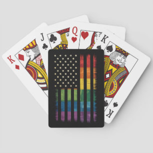 American USA Flag Rainbow Pride Gay Lesbian LGBTQ Playing Cards