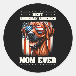 American Usa Flag Rhodesian Ridgeback 4th Of July Classic Round Sticker