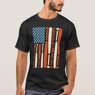 American USA Flag Softball Bat Softball Softball C T-Shirt