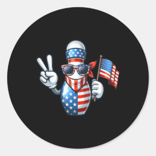 American Usa Flag Sungles 4th Of July Bowler Classic Round Sticker