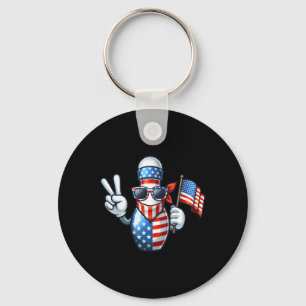 American Usa Flag Sungles 4th Of July Bowler Key Ring