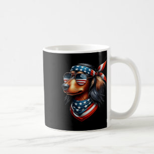 American Usa Flag Sungles 4th Of July Dachshund Coffee Mug