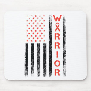 American Usa Flag Warrior - Heart Disease Awarenes Mouse Pad