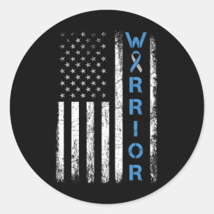 American Usa Flag Warrior - Type 1 Diabetes Awaren Classic Round Sticker
