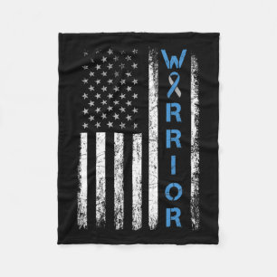 American Usa Flag Warrior - Type 1 Diabetes Awaren Fleece Blanket