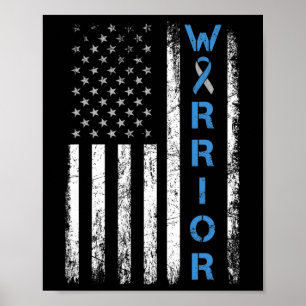 American Usa Flag Warrior - Type 1 Diabetes Awaren Poster