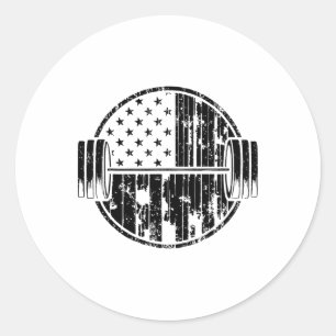 American Usa Flag Weightlifting Weight Weightlifte Classic Round Sticker