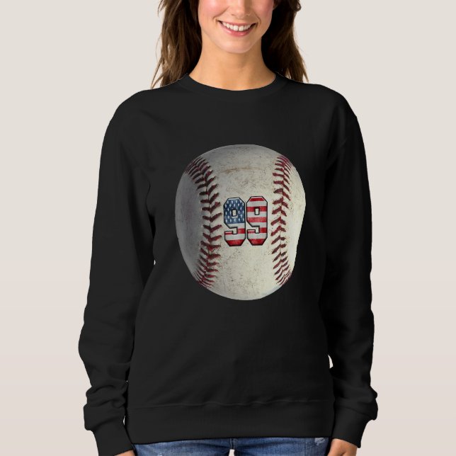 American USA Flag With Retro 99 Baseball Number 99 Sweatshirt (Front)
