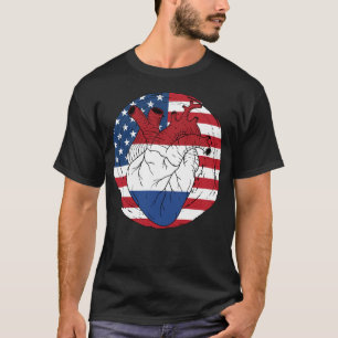 American USA Koningsdag Dutch Netherlands Heart T-Shirt