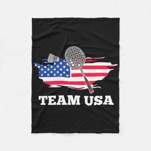 American Usa Team Shuttle Racket Badminton Player  Fleece Blanket (Front)