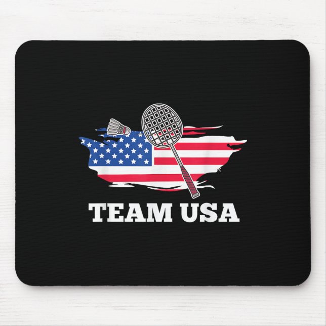 American Usa Team Shuttle Racket Badminton Player  Mouse Pad (Front)