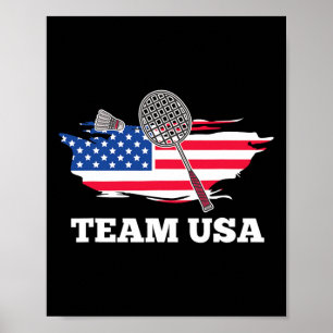 American Usa Team Shuttle Racket Badminton Player  Poster