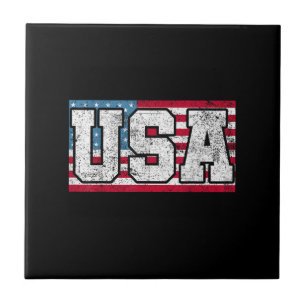American USA US Flag 4th of July Ceramic Tile