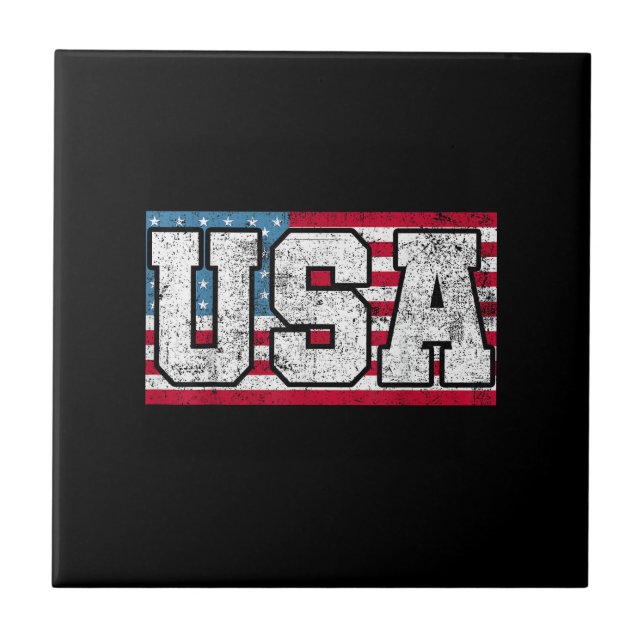 American USA US Flag 4th of July Ceramic Tile (Front)