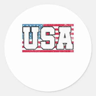 American Usa Us Flag 4th Of July Classic Round Sticker